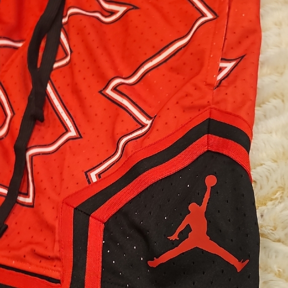 Red and Black Men's Athletic Shorts - Picture 3 of 9